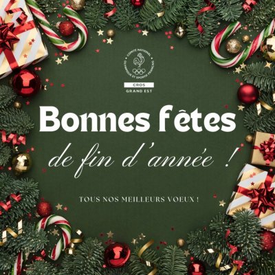 Alors que nous approchons de la fin de cette année exceptionnelle marquée par les Jeux Olympiques, nous tenons à vous souhaiter de belles fêtes de fin d'année. 🎄🥳

Que cette période festive soit l'occasion de vous ressourcer, de partager des instants précieux avec vos proches et de préparer une nouvelle année pleine de défis et de succès sportifs.

Nous vous souhaitons de belles fêtes, remplies de joie, de paix et de bonheur. 🌟

À très bientôt pour de nouvelles aventures sportives !

#JoyeusesFêtes #Sport #Engagement #Olympisme