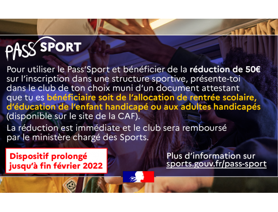 Le Pass'Sport est étendu et prolongé jusqu'à fin février 2022